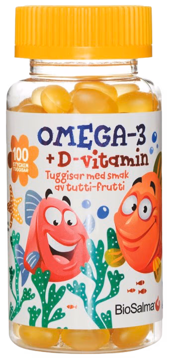 BioSalma Omega-3 + D-вітамін Желейки дитячі 100 капсул